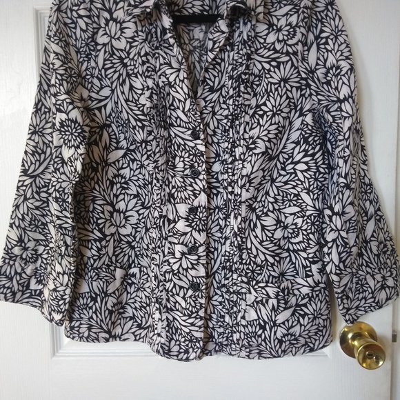 Kim Rogers Floral Button Down Women Top Size L - Picture 4 of 8